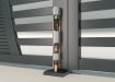 Silver Locinox ElectraDrop Electrical Dropbolt installed at gate entrance