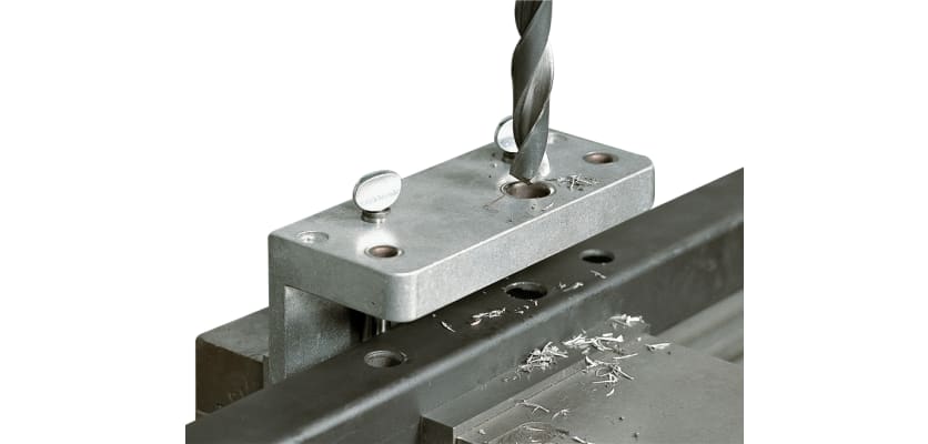 An image showing the Drilling Jig in use
