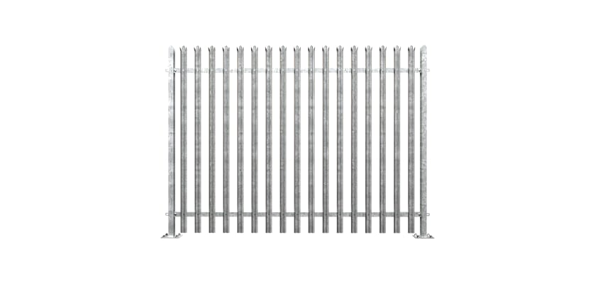 1.8m High PaliGuard Palisade Fencing with Triple Pointed W Profile Pales  - Bolt Down Posts