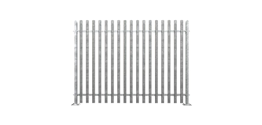 1.8m High PaliGuard Palisade Fencing with Round and Notched W Profile Pales  - Bolt Down Posts
