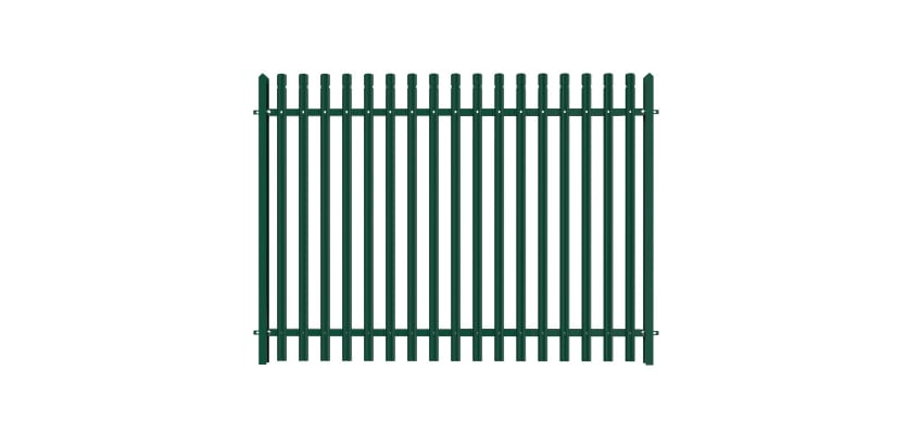 PaliGuard 2.4m Palisade Fence Panel - Round and Notched W Profile Pales - Dig In Posts - Green