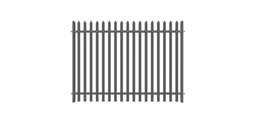 PaliGuard 2.4m Palisade Fence Panel - Single Point W Profile Pales - Dig In Posts - Grey