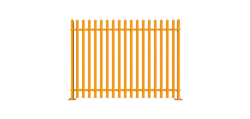 PaliGuard 2.4m Palisade Fence Panel - Triple Pointed D Profile Pales - Bolt Down Posts - Yellow
