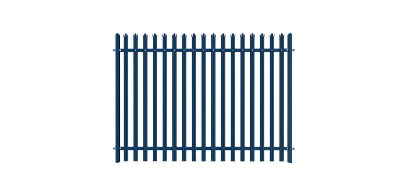 PaliGuard 2.4m Palisade Fence Panel - Triple Point W Profile Pales - Dig In Posts - Blue
