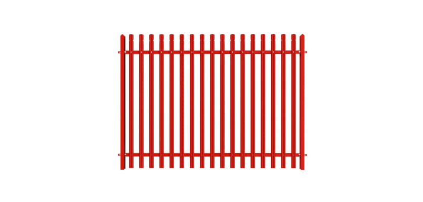PaliGuard 2.4m Palisade Fence Panel - Round and Notched W Profile Pales - Dig In Posts - Red