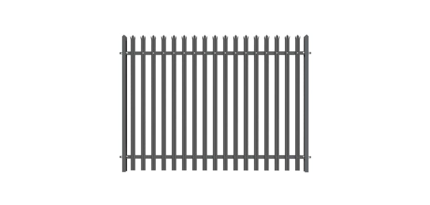 PaliGuard 2.4m Palisade Fence Panel - Triple Point W Profile Pales - Dig In Posts - Grey