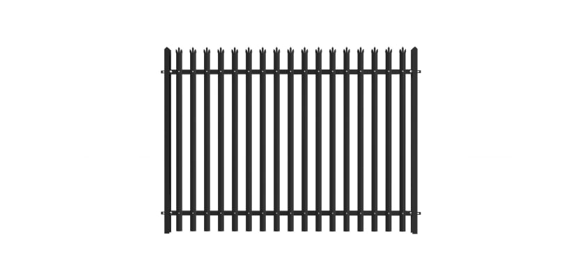 PaliGuard 2.4m Palisade Fence Panel - Triple Pointed D Profile Pales - Dig In Posts - Black