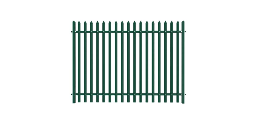 PaliGuard 2.4m Palisade Fence Panel - Single Pointed D Profile Pales - Dig In Posts - Green
