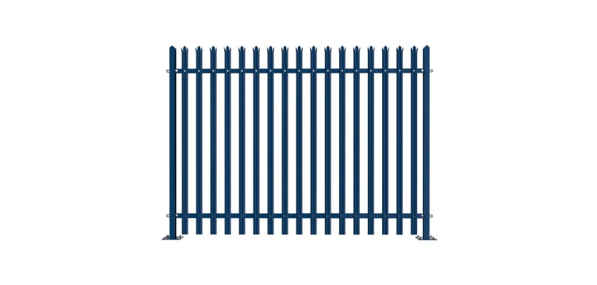 PaliGuard 2.4m Palisade Fence Panel - Triple Pointed W Profile Pales - Bolt Down Posts - Blue