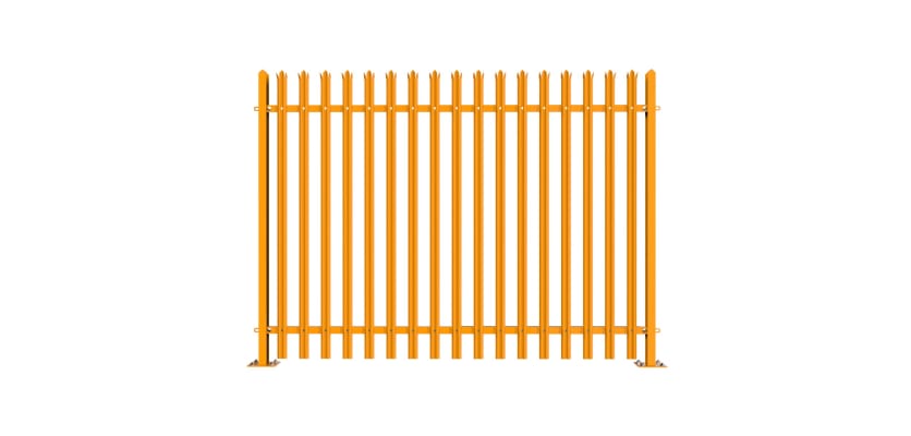 PaliGuard 2.4m Palisade Fence Panel - Triple Pointed W Profile Pales - Bolt Down Posts - Yellow
