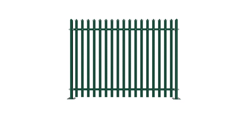 PaliGuard 2.4m Palisade Fence Panel - Triple Pointed W Profile Pales - Bolt Down Posts - Green