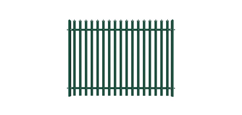 PaliGuard 2.4m Palisade Fence Panel - Triple Pointed D Profile Pales - Dig In Posts - Green