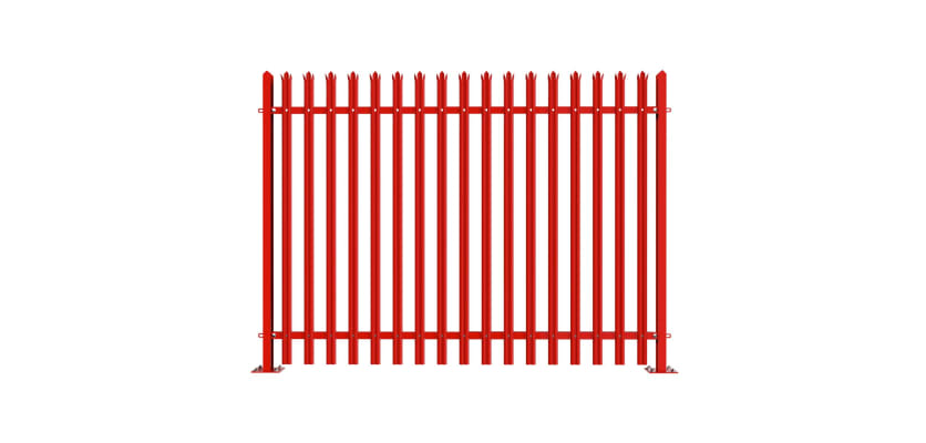 PaliGuard 2.4m Palisade Fence Panel - Triple Pointed W Profile Pales - Bolt Down Posts - Red