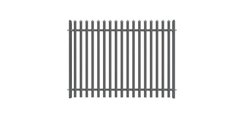 PaliGuard 2.4m Palisade Fence Panel - Triple Pointed D Profile Pales - Dig In Posts - Grey