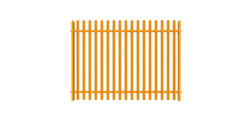 PaliGuard 2.4m Palisade Fence Panel - Round and Notched W Profile Pales - Dig In Posts - Yellow