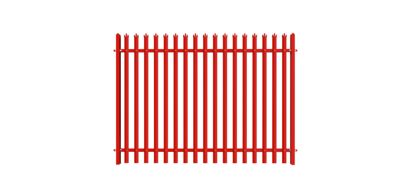 PaliGuard 2.4m Palisade Fence Panel - Triple Pointed D Profile Pales - Dig In Posts - Red