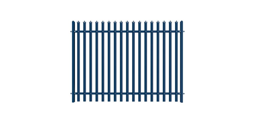 PaliGuard 2.4m Palisade Fence Panel - Triple Pointed D Profile Pales - Dig In Posts - Blue