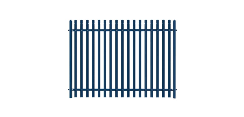 PaliGuard 2.4m Palisade Fence Panel - Round and Notched W Profile Pales - Dig In Posts - Blue
