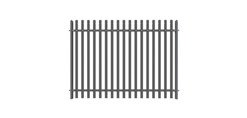 PaliGuard 2.4m Palisade Fence Panel - Round and Notched W Profile Pales - Dig In Posts - Grey