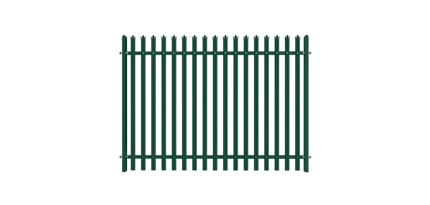 PaliGuard 3.0m High Powder Coated Palisade Fence Kit - Triple Point W Pales - Dig In Posts - Green