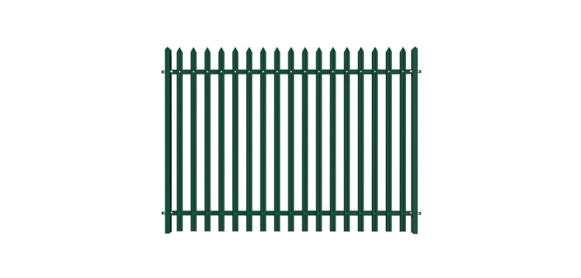 PaliGuard 3.0m High Powder Coated Palisade Fence Kit - Single Pointed W Pales - Dig In Posts - Green