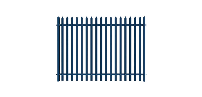 PaliGuard 3.0m High Powder Coated Palisade Fence Kit - Round and Notched W Pales - Dig In Posts - Blue
