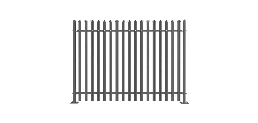PaliGuard 3.0m High Powder Coated Palisade Fence Kit - Triple Pointed W Pales - Bolt Down Posts - Grey