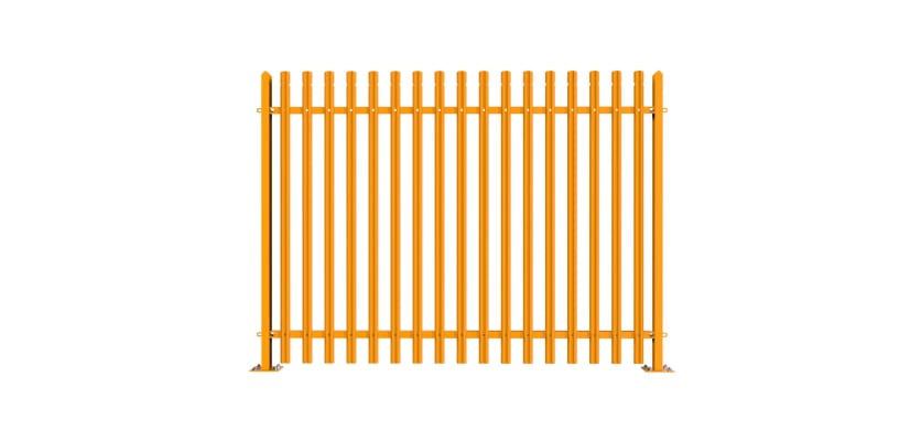 PaliGuard 3.0m High Powder Coated Palisade Fence Kit - Round and Notched W Pales - Bolt Down Posts - Yellow