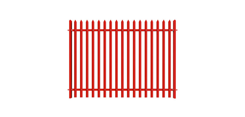 PaliGuard 3.0m High Powder Coated Palisade Fence Kit - Single Pointed D Pales - Dig In Posts - Red