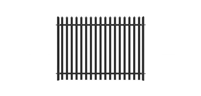 PaliGuard 3.0m High Powder Coated Palisade Fence Kit - Triple Point W Pales - Dig In Posts - Black