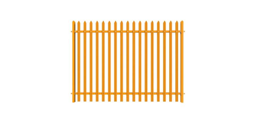PaliGuard 3.0m High Powder Coated Palisade Fence Kit - Round and Notched W Pales - Dig In Posts - Yellow