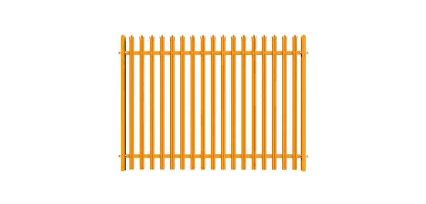 PaliGuard 3.0m High Powder Coated Palisade Fence Kit - Triple Point W Pales - Dig In Posts - Yellow