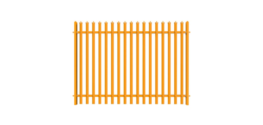 PaliGuard 3.0m High Powder Coated Palisade Fence Kit - Triple Pointed D Pales - Dig In Posts - Yellow