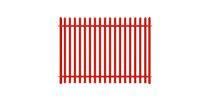 PaliGuard 3.0m High Powder Coated Palisade Fence Kit - Triple Point W Pales - Dig In Posts - Red
