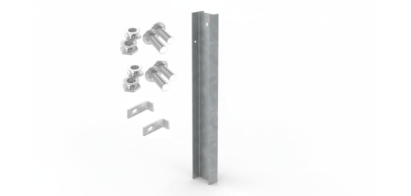 Galvanised 1.8m high end post for PaliGuard fencing with fixings