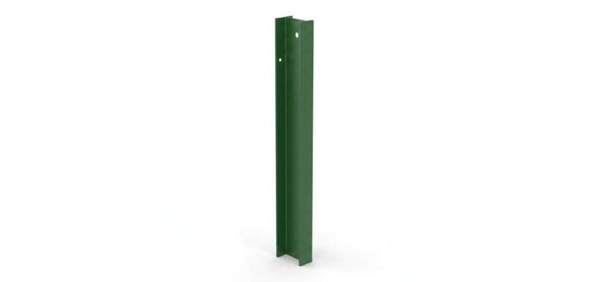 Green 1.8m high end post for PaliGuard fencing with fixings