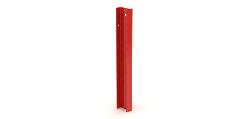 Red 1.8m high end post for PaliGuard fencing with fixings