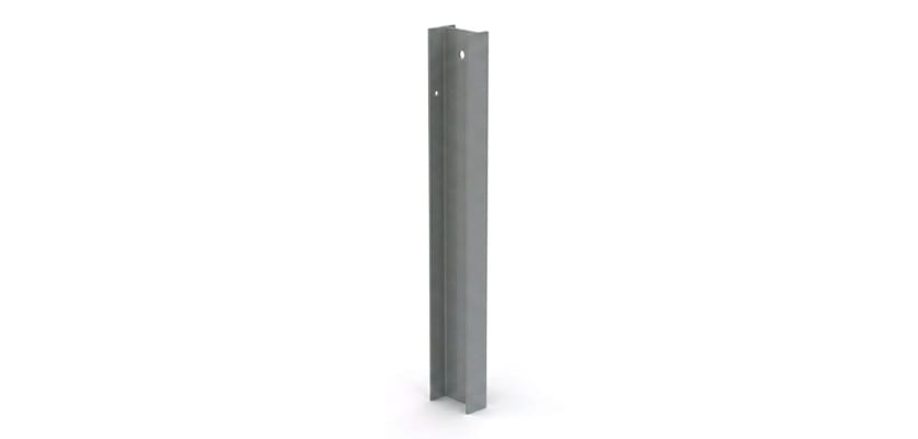 Grey 1.8m high end post for PaliGuard fencing with fixings