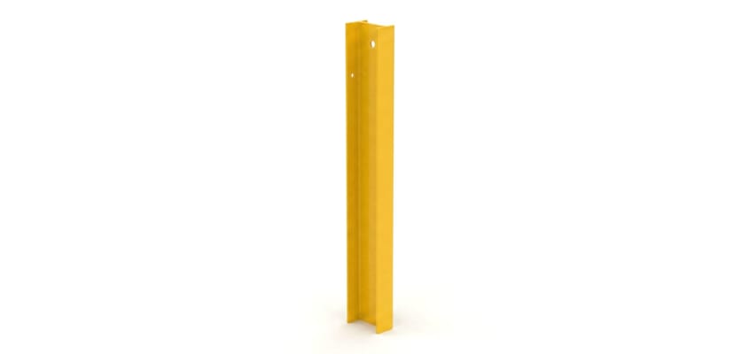 Yellow 1.8m high end post for PaliGuard fencing with fixings