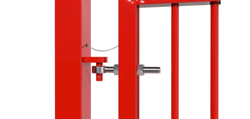 Closeup of PlaySecure gate hinges