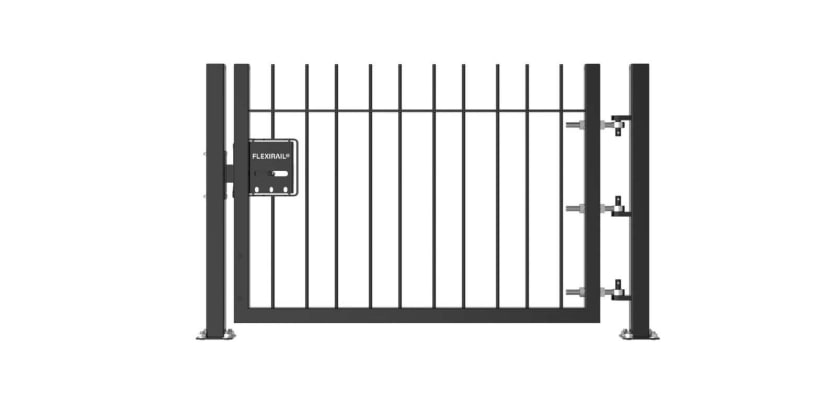 Black 0.9m High Single Leaf FlexiRail® Vertical Bar Railing Gate Kit