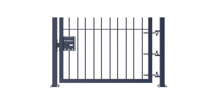 Blue 0.9m High Single Leaf FlexiRail® Vertical Bar Railing Gate Kit