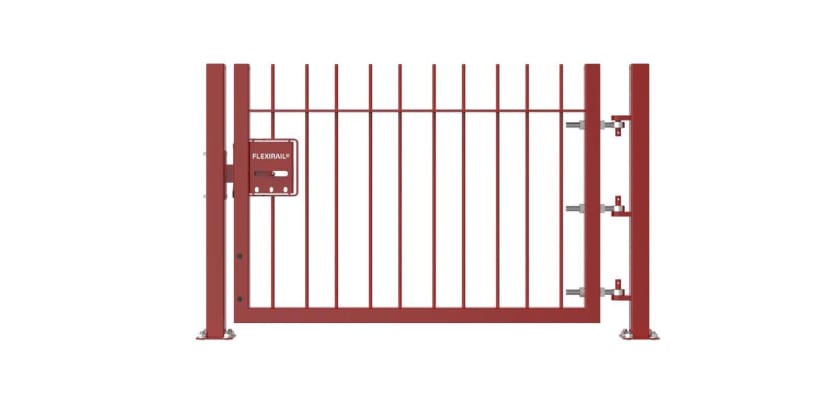 Red 0.9m High Single Leaf FlexiRail® Vertical Bar Railing Gate Kit