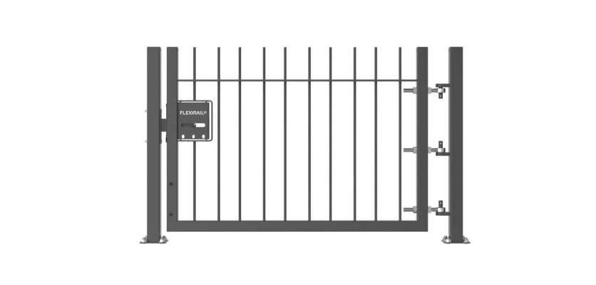 Grey 0.9m High Single Leaf FlexiRail® Vertical Bar Railing Gate Kit