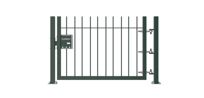 Green 0.9m High Single Leaf FlexiRail® Vertical Bar Railing Gate Kit