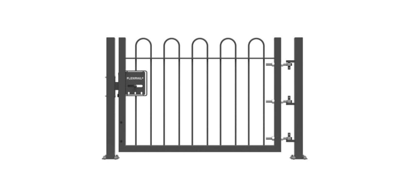 Grey 0.9m High Single Leaf FlexiRail® Bow Top Railing Gate Kit
