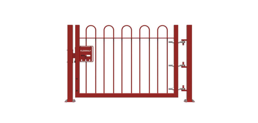 Red 0.9m High Single Leaf FlexiRail® Bow Top Railing Gate Kit