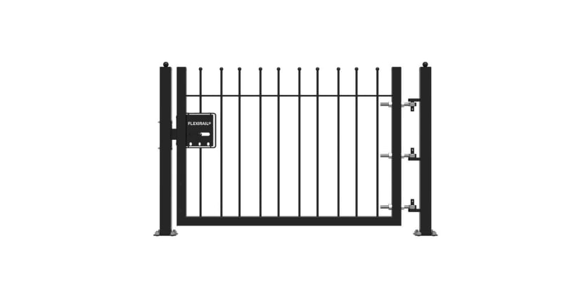 Black 0.9m High Single Leaf FlexiRail® Ball Top Railing Gate Kit