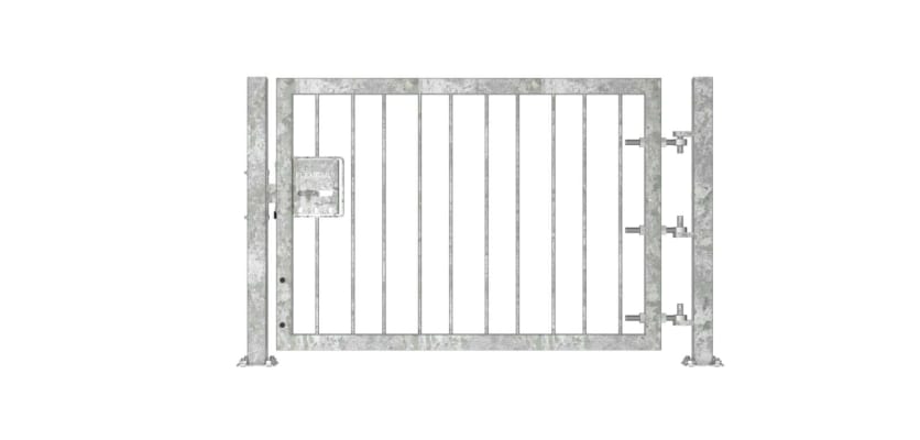 Galvanised 0.9m High Single Leaf FlexiRail® Flat Top Railing Gate Kit