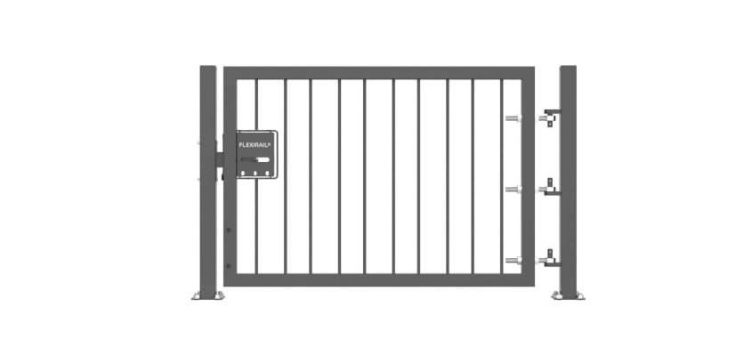 Grey 0.9m High Single Leaf FlexiRail® Flat Top Railing Gate Kit